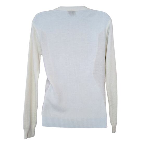 Cyn Les Womens Pullover Sweater Size S-M Ivory Embroidered Butterflies V-Neck - Picture 6 of 9